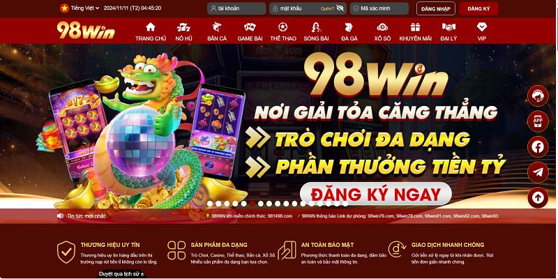 Yếu tố giúp 98WIN là sự lựa chọn uy tín của nhiều tín đồ mê nổ hũ